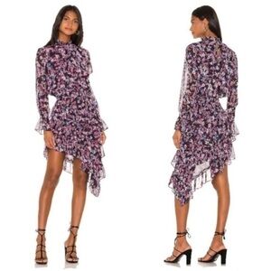 Misa Los Angeles Dress Savanna Asymmetrical Mini in Ditsy Multi Purple Floral